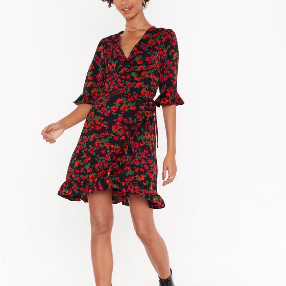 Nasty gal floral wrap dress